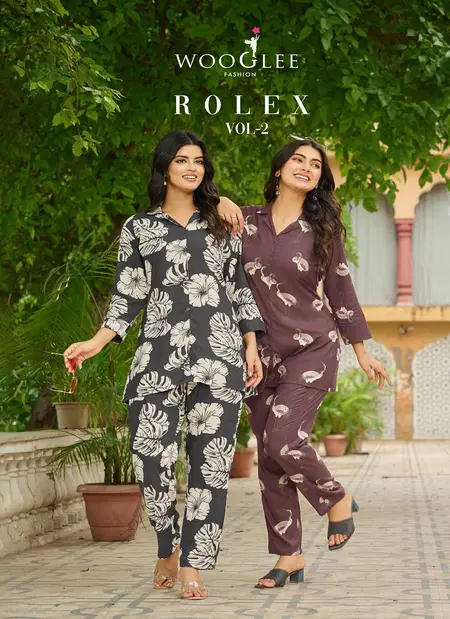 Rolex Vol 2 By Wooglee Casual Wear Rayon Printed Cord Set Wholesale In India